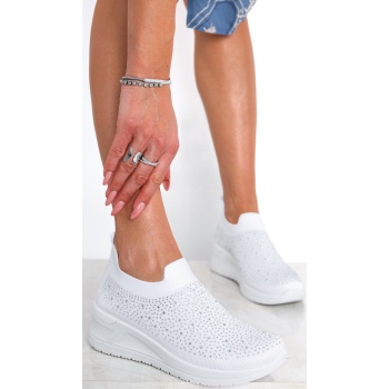λευκά sneakers σε κάλτσα με στρας σε προσφορά