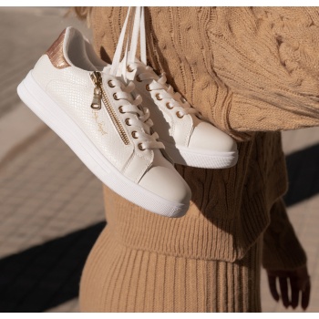 λευκά sneakers σε print και φερμουάρ σε προσφορά