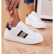  λευκά/μαύρα sneakers με ethnic διακόσμηση & γκλίτερ