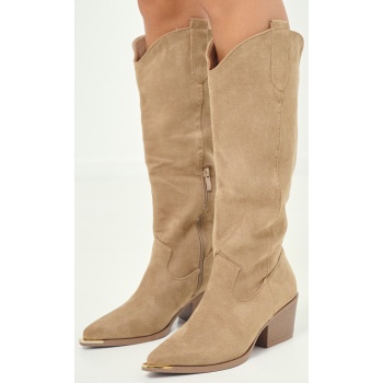 μπότες suede cowboy με μεταλλική σε προσφορά