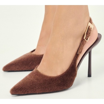 γόβες slingback με pony skin υφή σε προσφορά