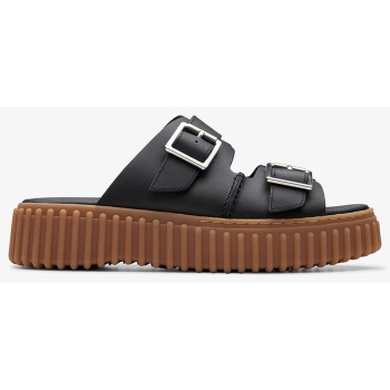 clarks torhill slide black leather σε προσφορά