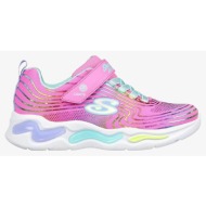  skechers gore & strap rainbow foil sneaker w/ lighted outsole 302338l_pkmt-pkmt pink