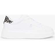  tommy hilfiger animal print platform sneaker fw0fw09023-02r white