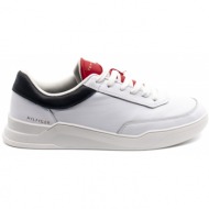  ανδρικά δερμάτινα elevated cupsole sneakers λευκά tommy hilfiger fm0fm04078-ybr