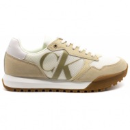  ανδρικά δερμάτινα toothy runner sneakers μπεζ calvin klein ym0ym00583-0gh