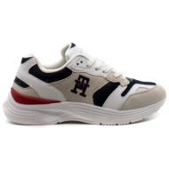  ανδρικά δερμάτινα modern prep sneakers λευκά tommy hilfiger fm0fm04498-0gy