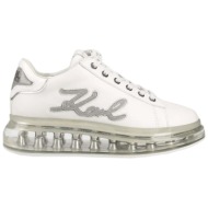  γυναικεία δερμάτινα signi graident sneakers λευκά karl lagerfeld kl62610f-01s white