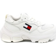  γυναικεία δερμάτινα hybrid runner sneakers λευκά tommy jeans en0en02566-ybl