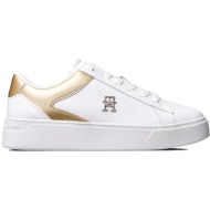  γυναικεία δερμάτινα th court sneakers λευκά tommy hilfiger fw0fw08073-0k6