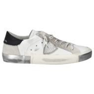  γυναικεία δερμάτινα prsx low-top sneakers λευκά philippe model prldma02-blanc argent