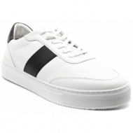  ανδρικά δερμάτινα premium cupsole stripe sneakers λευκά tommy hilfiger fm0fm04284-0k5