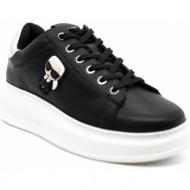  γυναικεία δερμάτινα ikonic sneakers μαύρα karl lagerfeld kl62530-000 black