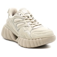  γυναικεία δερμάτινα runner cloud sneakers μπεζ tommy jeans en0en02187-aev
