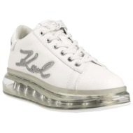  γυναικεία δερμάτινα signi graident sneakers λευκά karl lagerfeld kl62610f-01s white