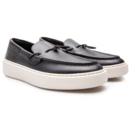  ανδρικά δερμάτινα deck slip on loafers μαύρα karl lagerfeld kl53314-000 black