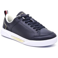  γυναικεία δερμάτινα sporty chic court sneakers navy μπλε tommy hilfiger fw0fw07814-dw6