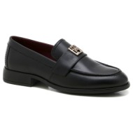  γυναικεία δερμάτινα elevated loafers μαύρα tommy hilfiger fw0fw07961-bds