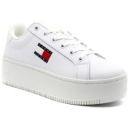  γυναικεία δερμάτινα flatform sneakers λευκά tommy jeans en0en02518-ybs