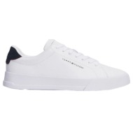  ανδρικά δερμάτινα sneakers λευκά tommy hilfiger fm0fm05367-0ld