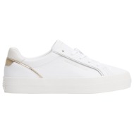  γυναικεία δερμάτινα sneakers λευκά tommy hilfiger fw0fw08757-0ht