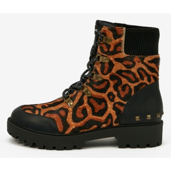 desigual biker leopard ankle boots brown σε προσφορά