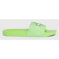  calvin klein slide monogram slippers green