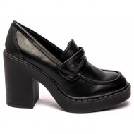  γυναικείο loafers με τακούνι μαύρο