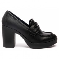  γυναικείο loafers με τακούνι μαύρο