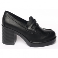  γυναικείο loafers με τετράγωνο τακούνι μαύρο