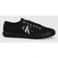  πάνινα παπούτσια calvin klein jeans ανδρικός, χρώμα: μαύρο