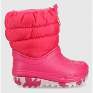 παιδικές μπότες χιονιού crocs χρώμα: ροζ
