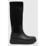  ουέλλινγκτον calvin klein rain boot wedge high χρώμα: μαύρο