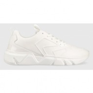  δερμάτινα αθλητικά παπούτσια calvin klein low top lace up lth hf χρώμα: άσπρο