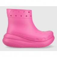  ουέλλινγκτον crocs classic crush rain boot χρώμα: ροζ, 207946