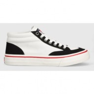  πάνινα παπούτσια tommy jeans skate canvas mid χρώμα: άσπρο, em0em01154