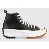  δερμάτινα ελαφριά παπούτσια converse run star hike platform χρώμα: μαύρο, a04292c