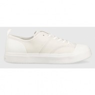  δερμάτινα αθλητικά παπούτσια calvin klein low top lace up lth χρώμα: άσπρο, hm0hm01045