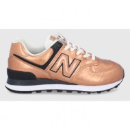  δερμάτινα παπούτσια new balance wl574px2 χρώμα: χρυσαφί