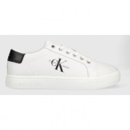  δερμάτινα αθλητικά παπούτσια calvin klein jeans classic cupsole laceup low χρώμα: άσπρο