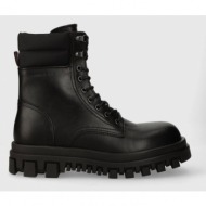  δερμάτινα workers tommy jeans tjm elevated outsole boot χρώμα: μαύρο, em0em01251