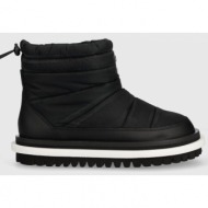 μπότες χιονιού tommy jeans tjw padded flat boot χρώμα: μαύρο, en0en02292
