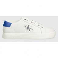  δερμάτινα αθλητικά παπούτσια calvin klein jeans classic cupsole laceup low lth χρώμα: άσπρο, ym0ym00