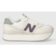  δερμάτινα αθλητικά παπούτσια new balance wl574zfg χρώμα: άσπρο