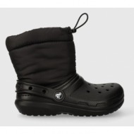  παιδικές μπότες χιονιού crocs classic lined neo puff χρώμα: μαύρο