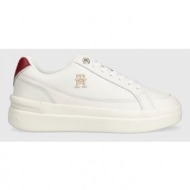  δερμάτινα αθλητικά παπούτσια tommy hilfiger th elevated court sneaker χρώμα: άσπρο, fw0fw07568