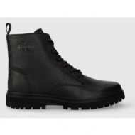  ψηλές μπότες calvin klein jeans eva mid laceup boot lth χρώμα: μαύρο, ym0ym00751