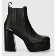 δερμάτινες μπότες τσέλσι karl lagerfeld strada γυναικείες, χρώμα: μαύρο, kl30143