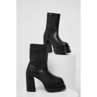  δερμάτινες μπότες answear lab γυναικεία, χρώμα: μαύρο