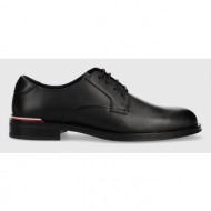  δερμάτινα κλειστά παπούτσια tommy hilfiger core rwb hilfiger lth shoe χρώμα: μαύρο, fm0fm04867